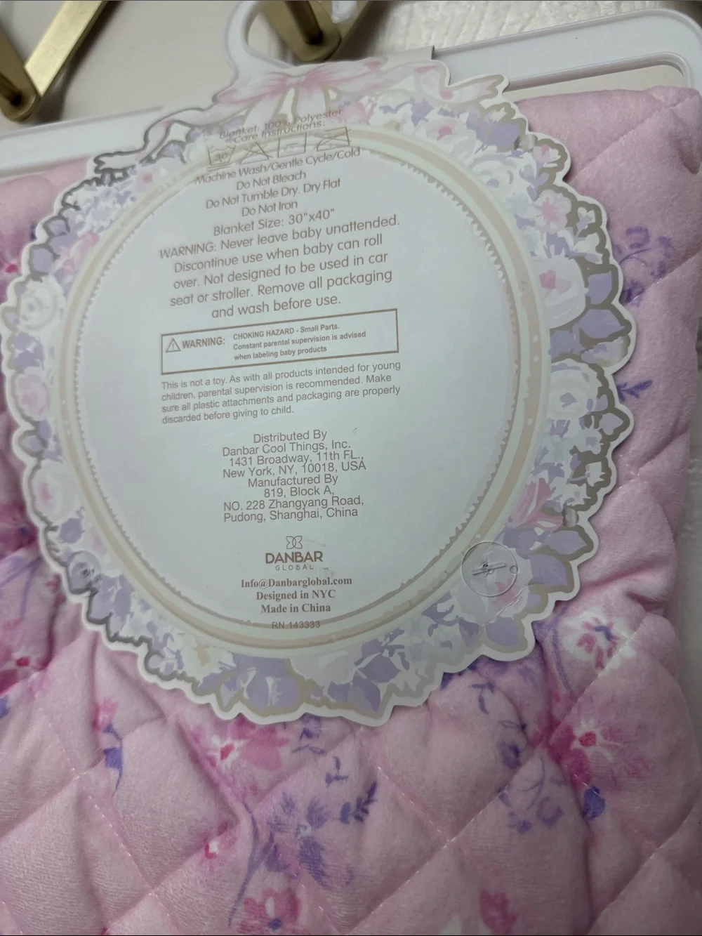 Pink Floral Quilted Baby Blanket